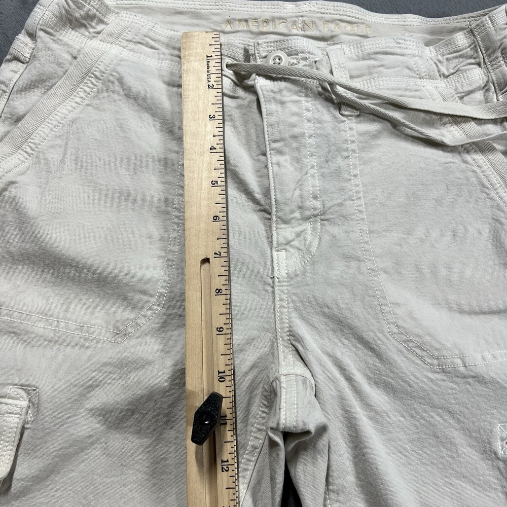 American Eagle Womens 6 L White Cargo Classic Bootcut High Rise Drawstring Y2K - Picture 11 of 12